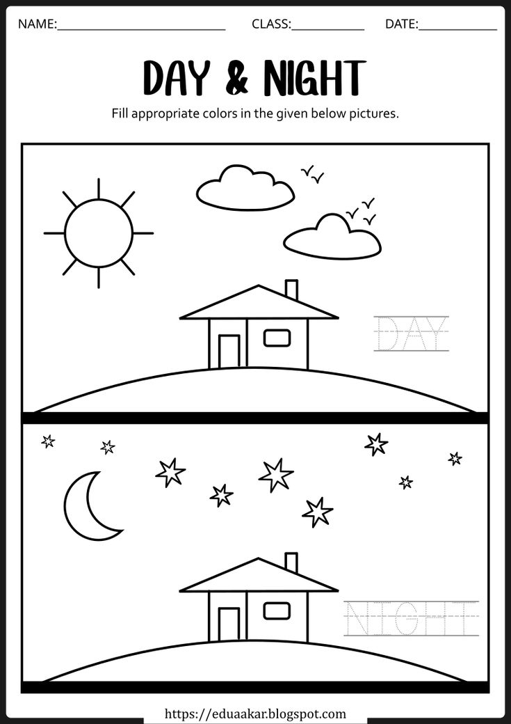 20 Worksheets For Kindergarten Day And Night Pdf