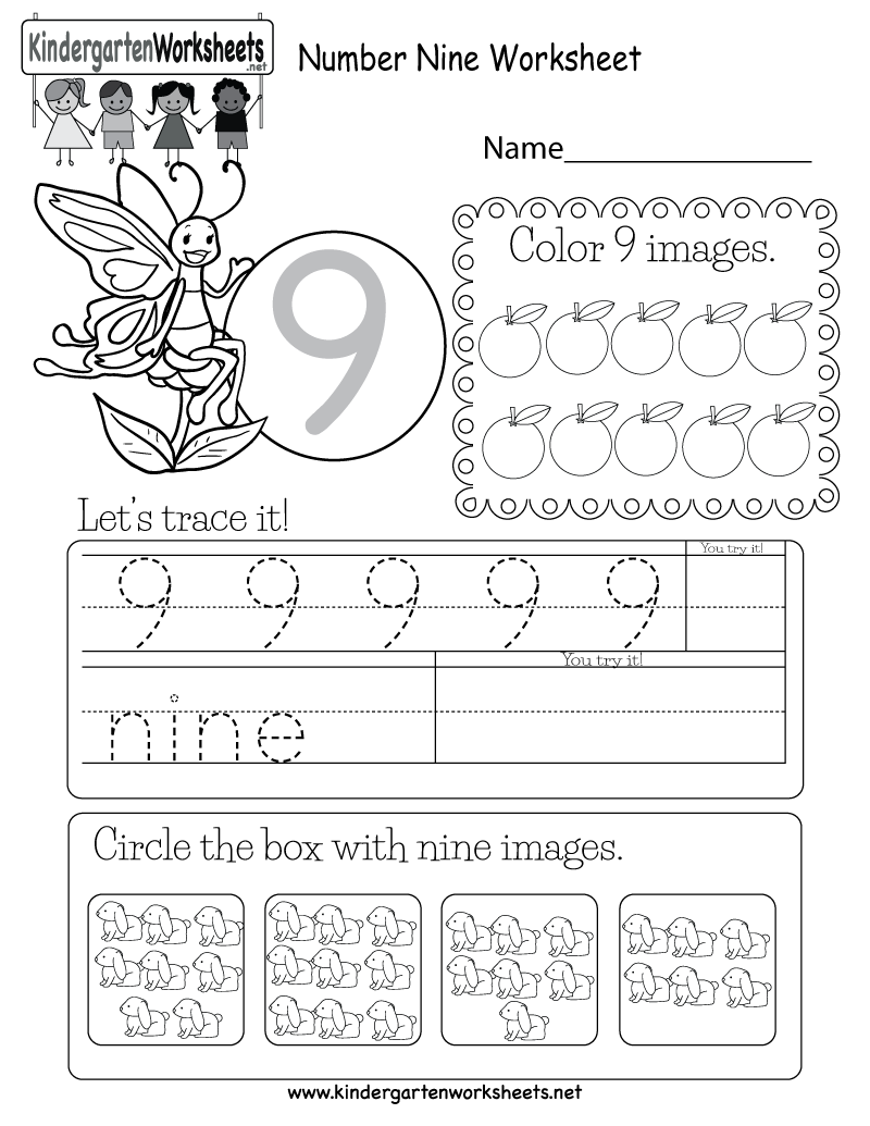 20 Worksheets For Kindergarten Number 9 Free