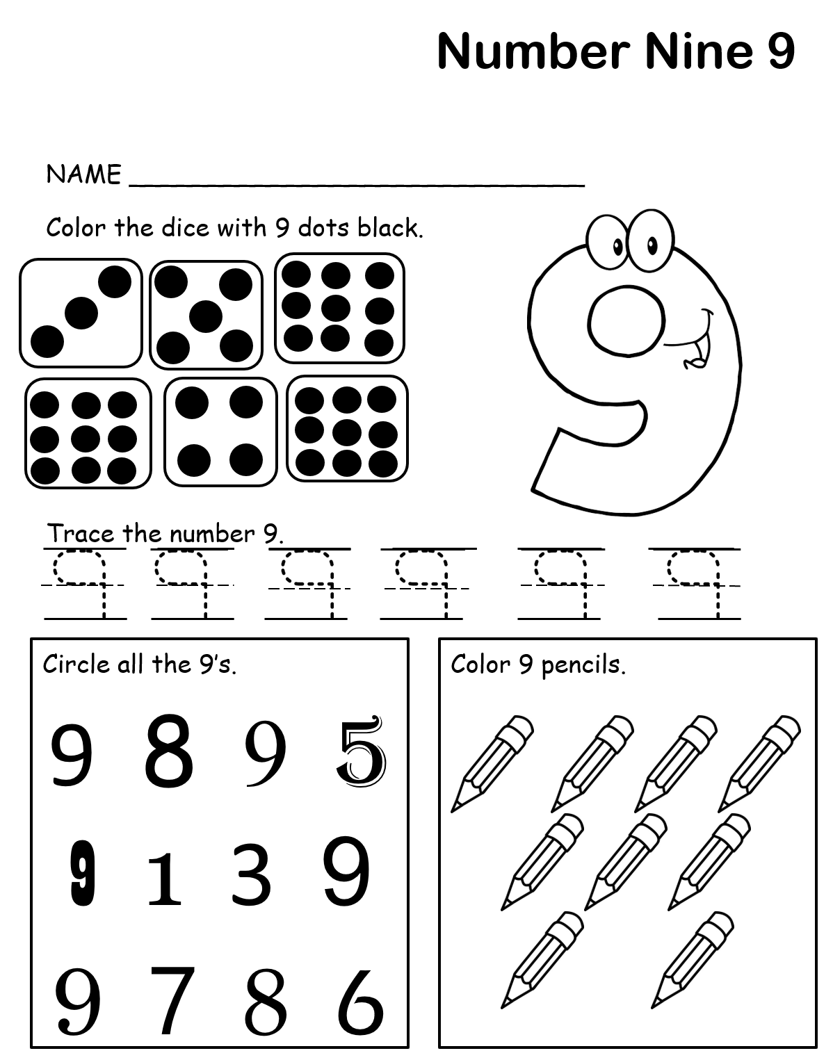 20 Worksheets For Kindergarten Number 9 Pdf