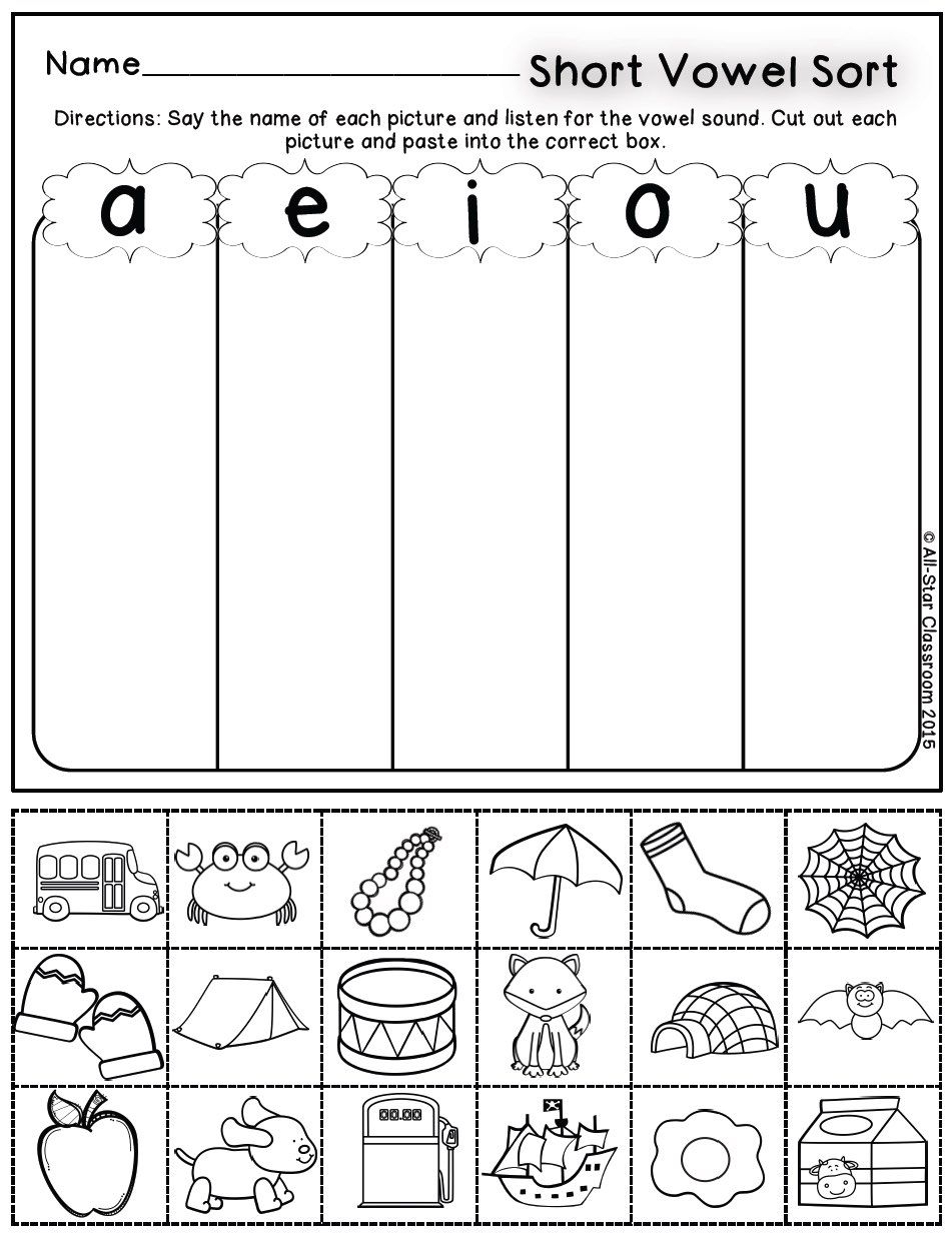 20 Worksheets For Kindergarten Vowels Free