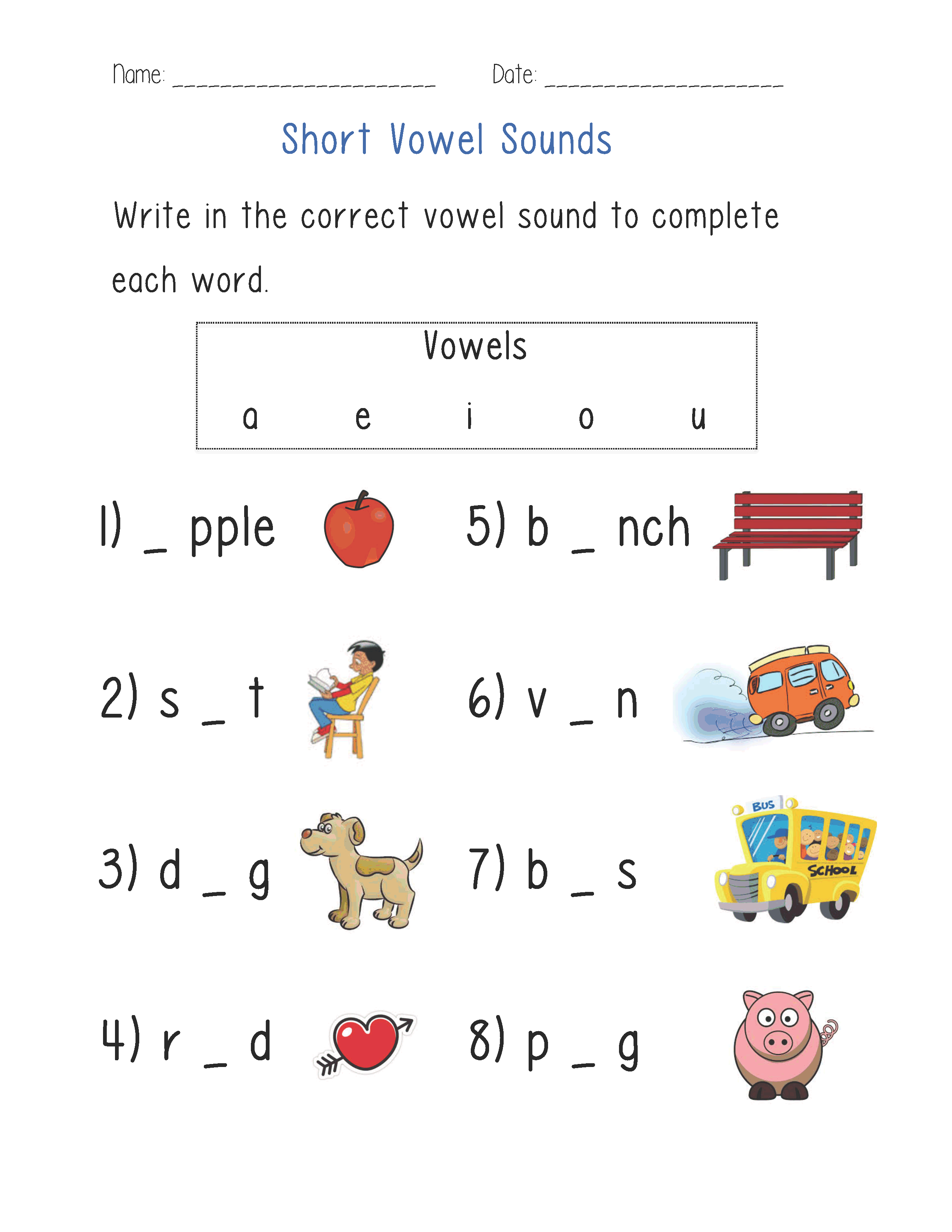 20 Worksheets For Kindergarten Vowels Free