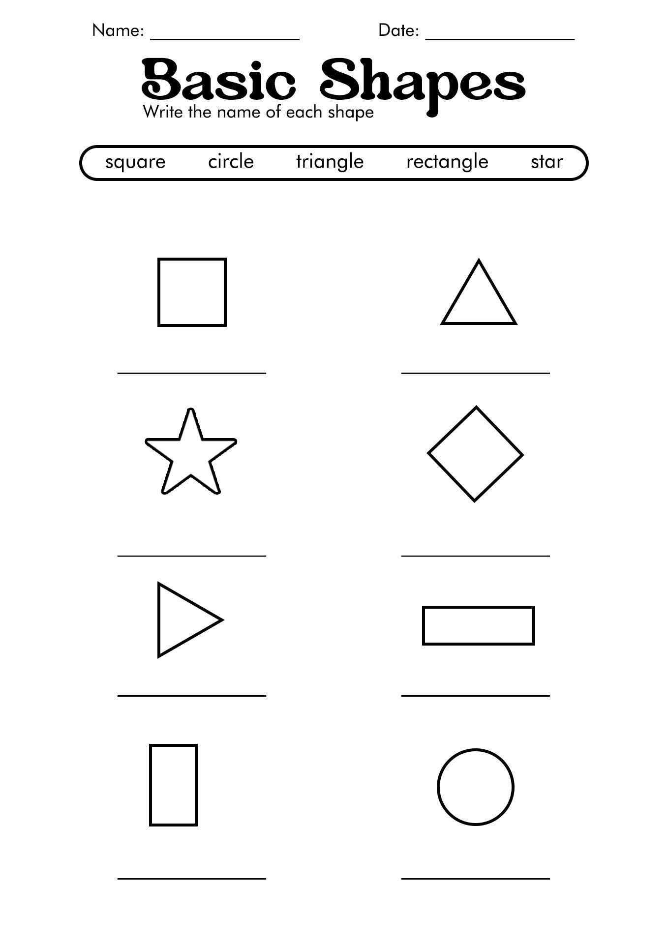 20 Worksheets Of Shapes For Kindergarten Free