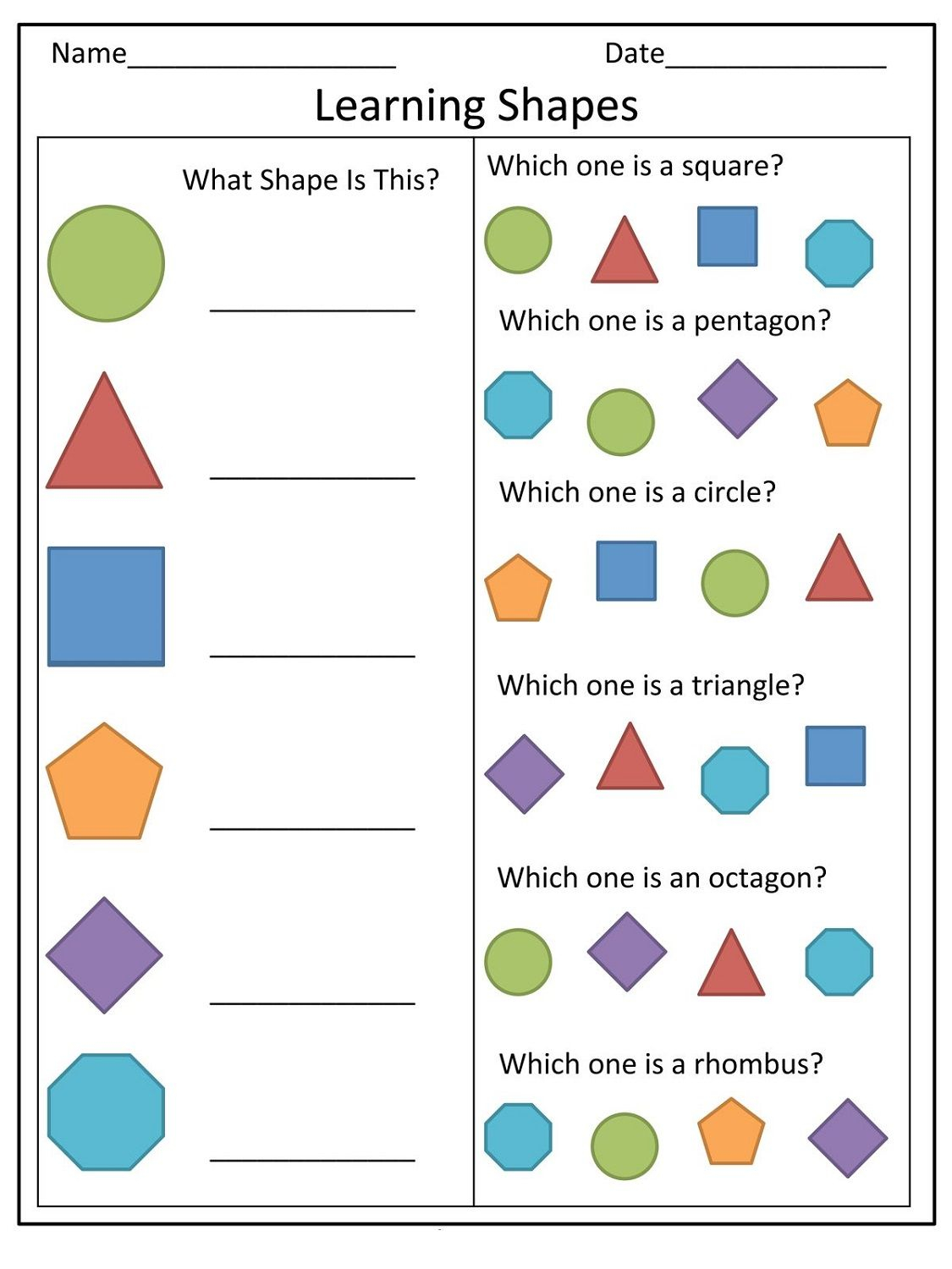 20 Worksheets Of Shapes For Kindergarten Pdf