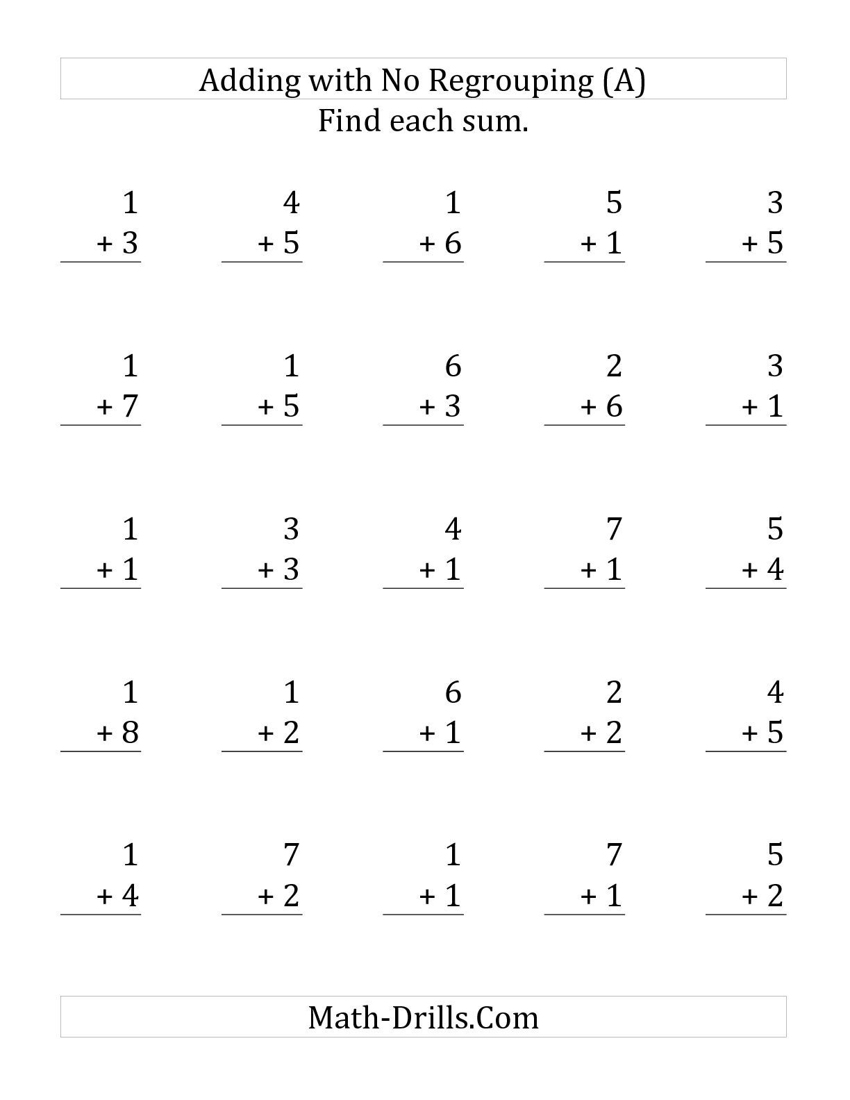 21 Addition Without Regrouping Worksheets For Grade 1