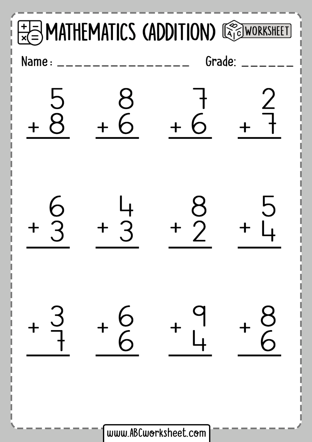 21 Addition Worksheets Grade 1 Three Digit