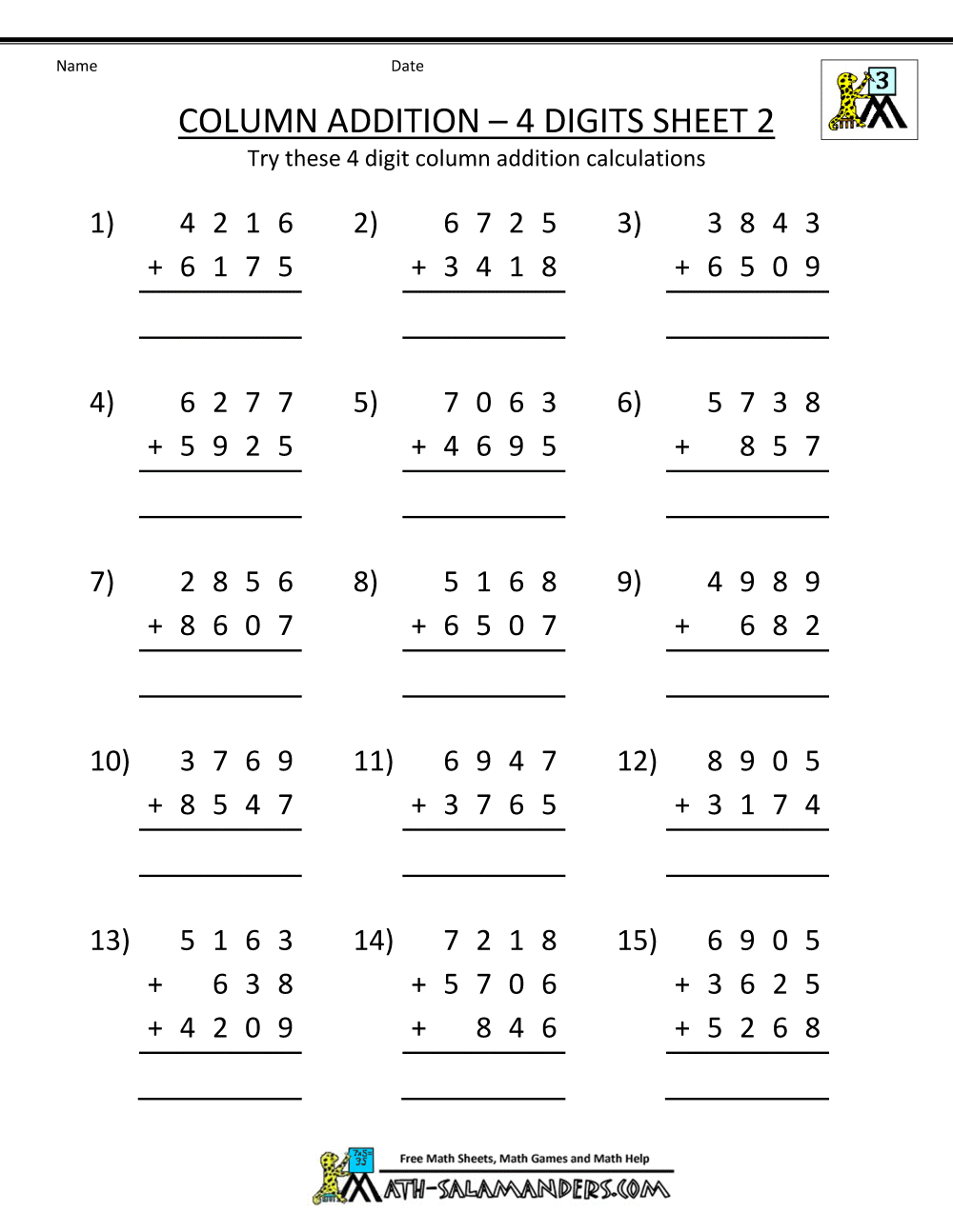 21 Addition Worksheets Grade 1 Three Digit