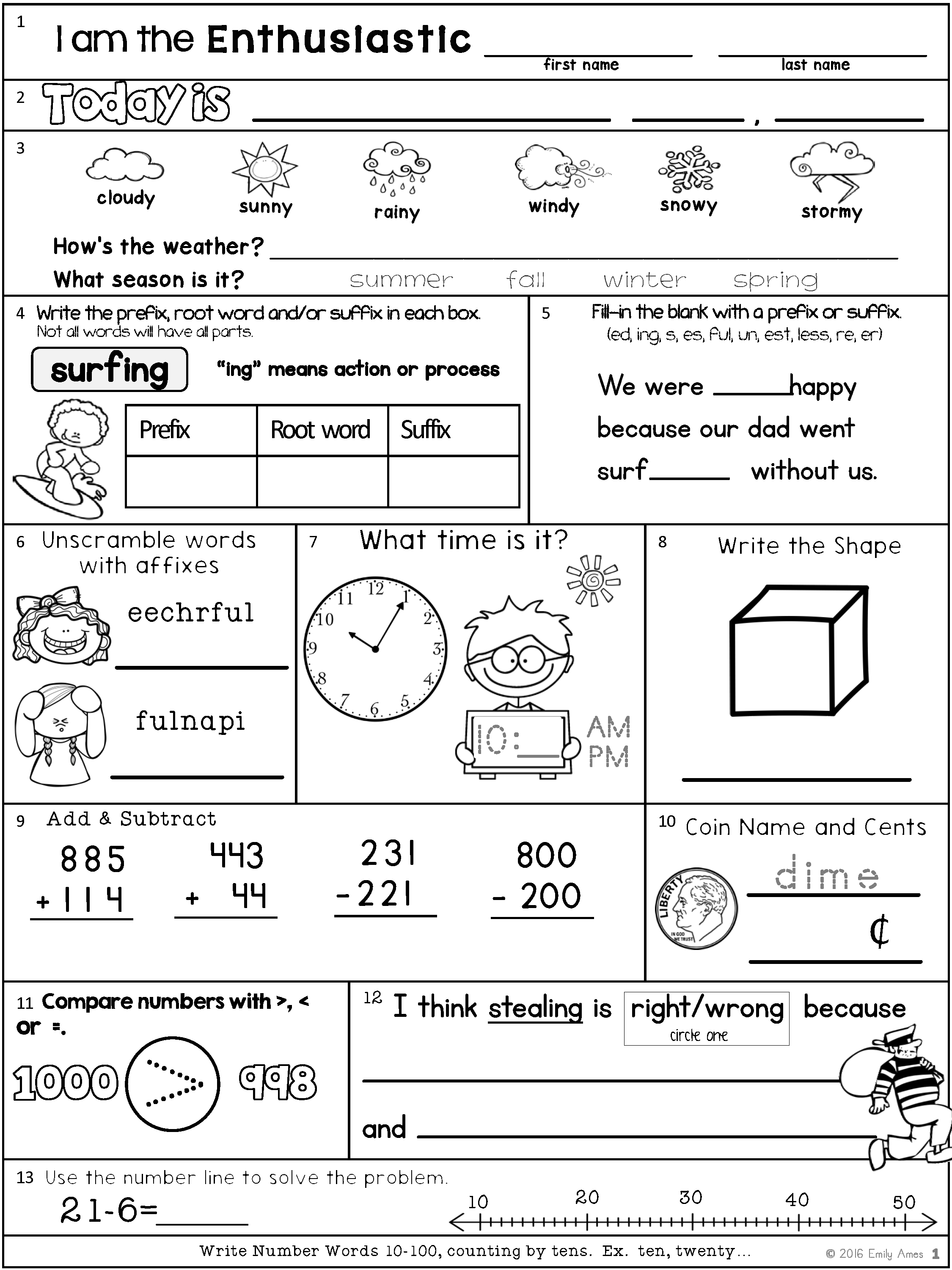 21 Kids Math Worksheets Grade 2