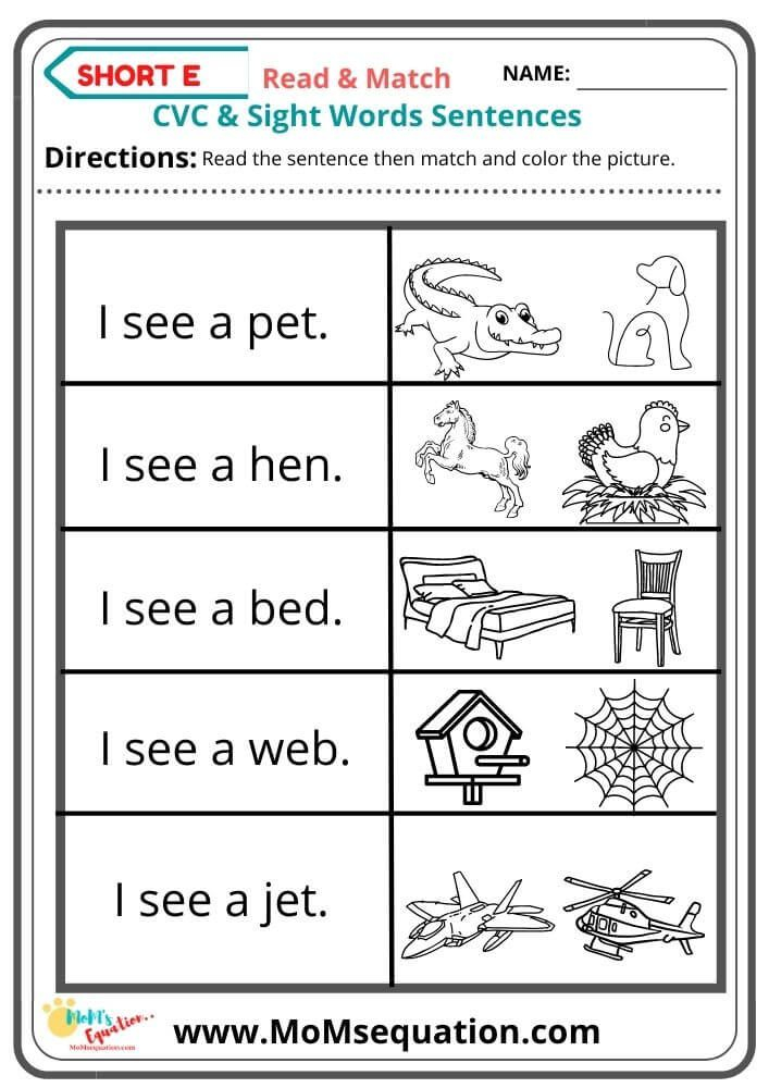 21 Kindergarten Worksheets Sight Words Sentences