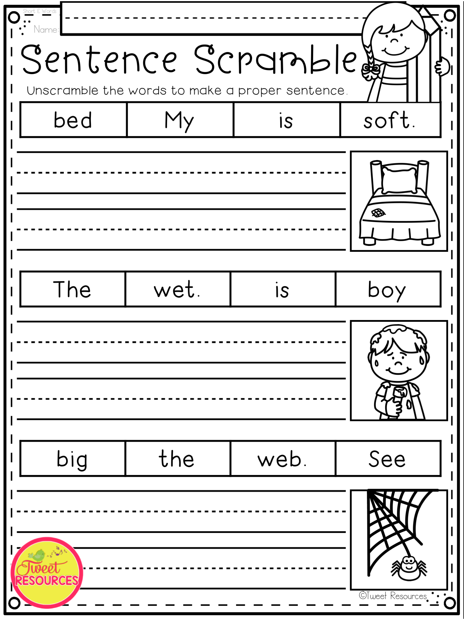 21 Kindergarten Worksheets Sight Words Sentences