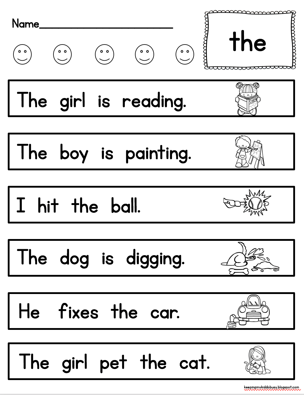 21 Kindergarten Worksheets Sight Words Sentences