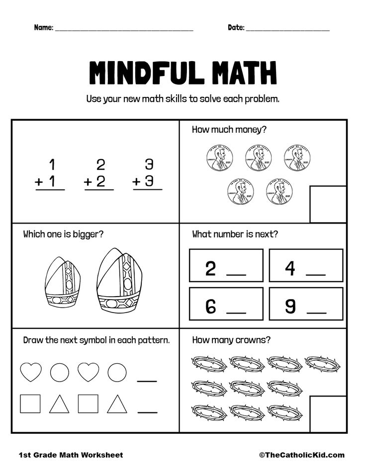 21 Math Worksheets For 1St Grade