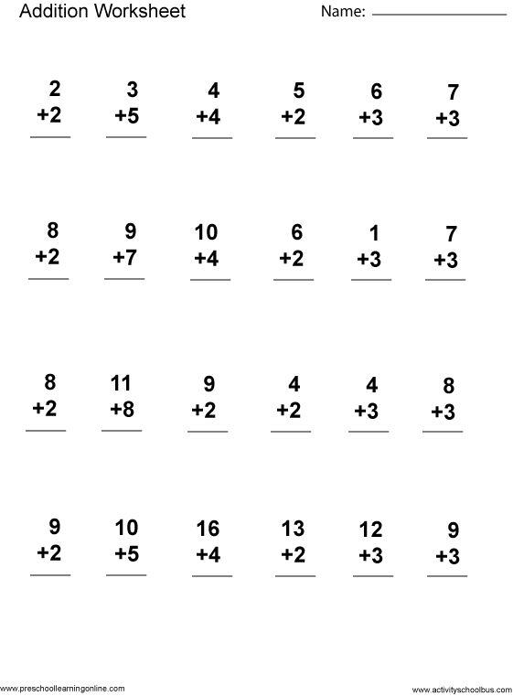 21 Math Worksheets For 1St Grade