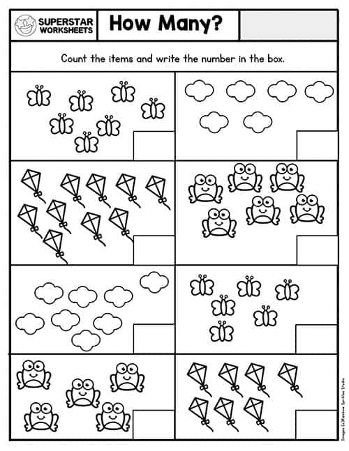 21 Math Worksheets For Kindergarten 1-20