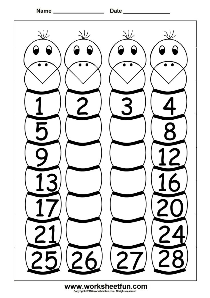 21 Math Worksheets For Kindergarten 1-20