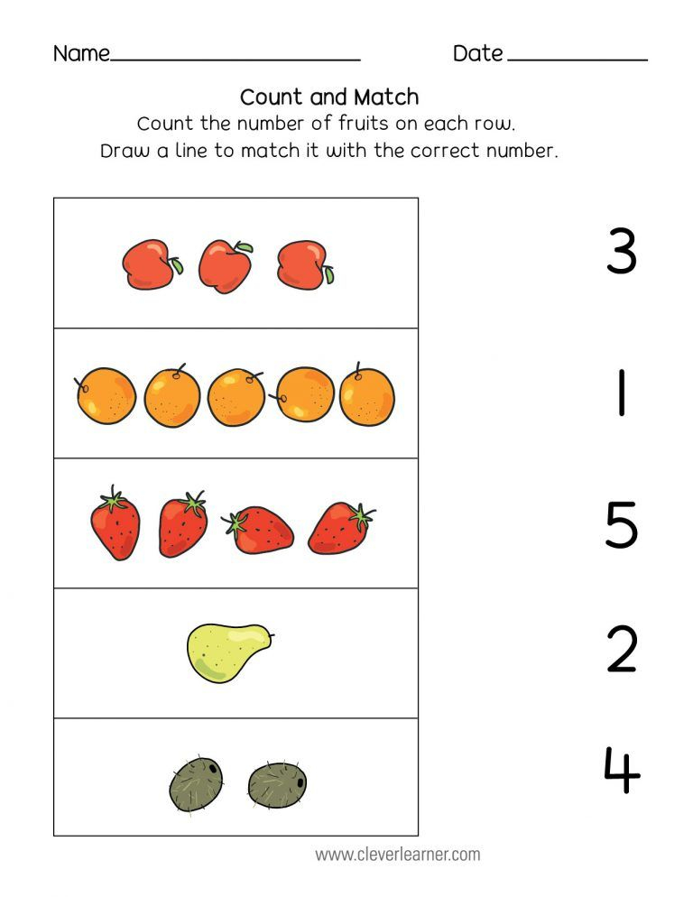 21 Number Matching Worksheets For Kindergarten