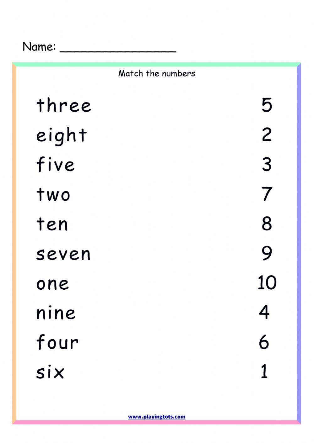 21 Number Matching Worksheets For Kindergarten