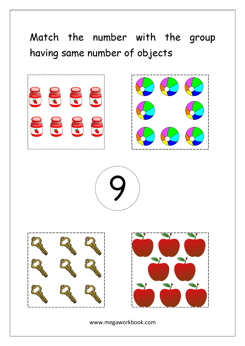 21 Number Matching Worksheets For Kindergarten