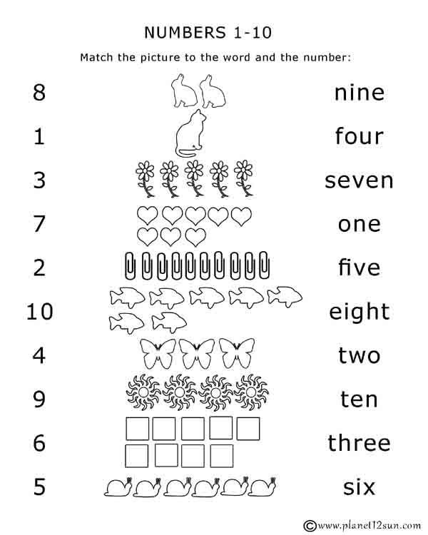 21 Number Matching Worksheets For Kindergarten