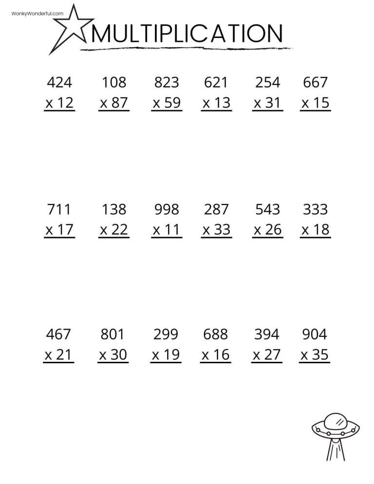 21 Printable Multiplication Worksheets 4Th Grade