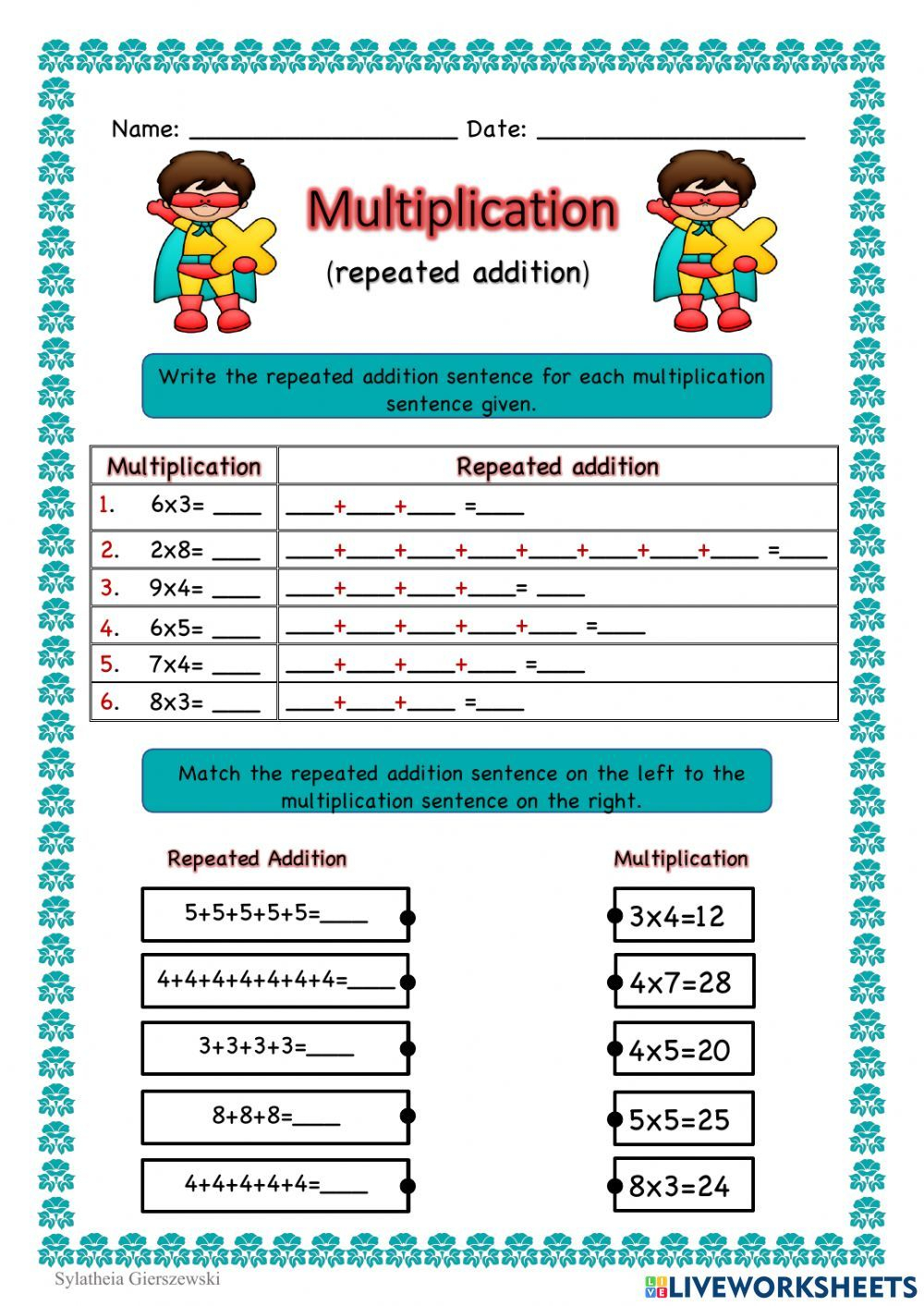 21 Repeated Addition Worksheets Grade 2