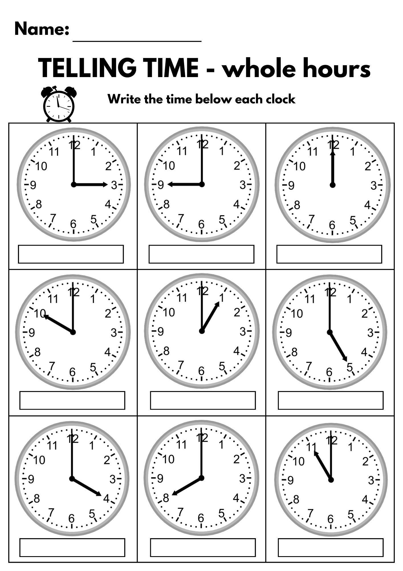 10 Printable Learning to Tell Time Worksheets. Kindergarten-1st Grade-2nd Grade Math. Clock Workshee