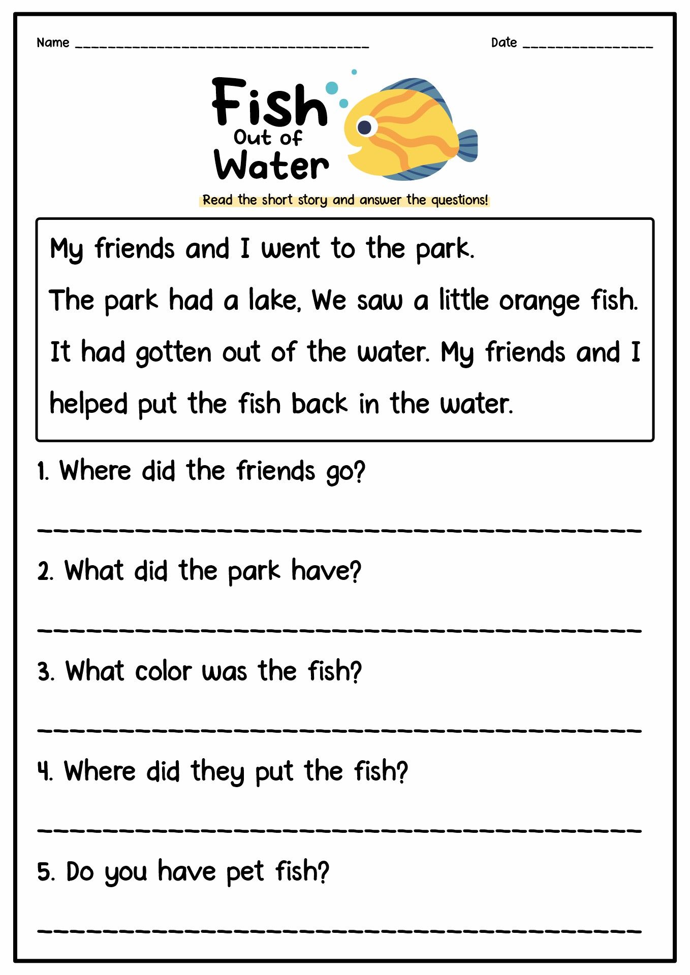 13 Short Story Reading Comprehension Worksheets