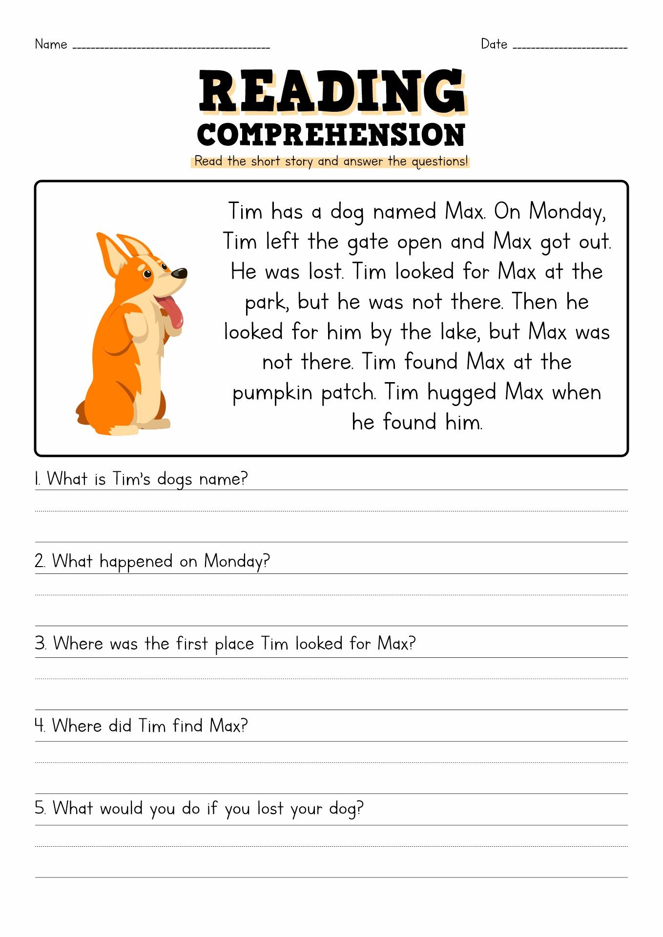 13 Short Story Reading Comprehension Worksheets