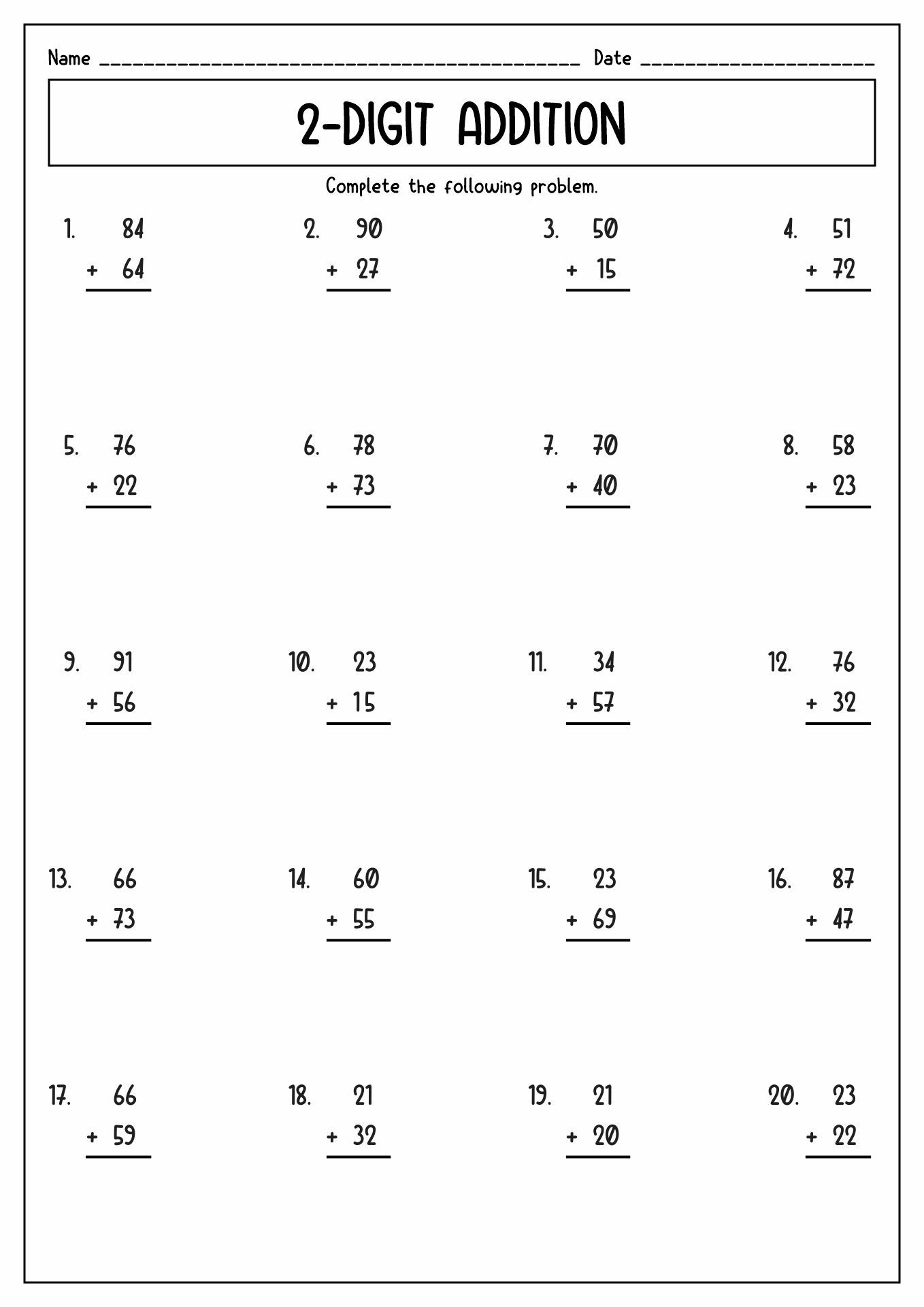 14 Math Worksheets For 2nd Graders