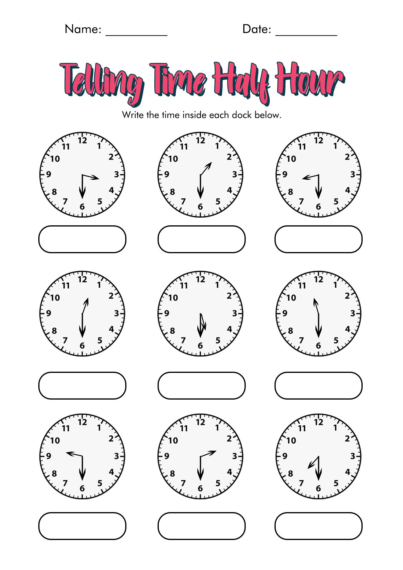 18 Clock Worksheets For Second Grade