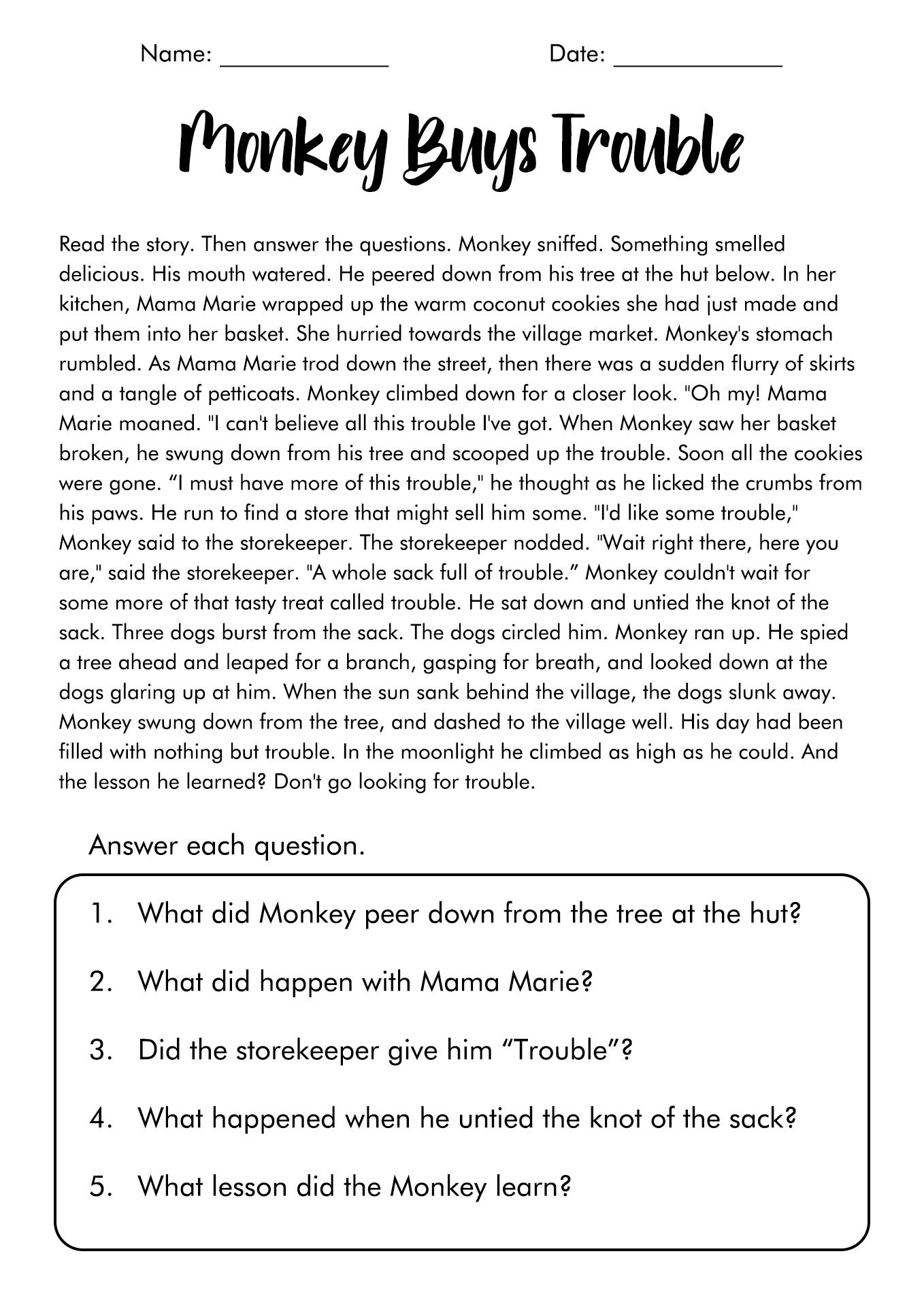 18 Reading Response Worksheets 4th Grade