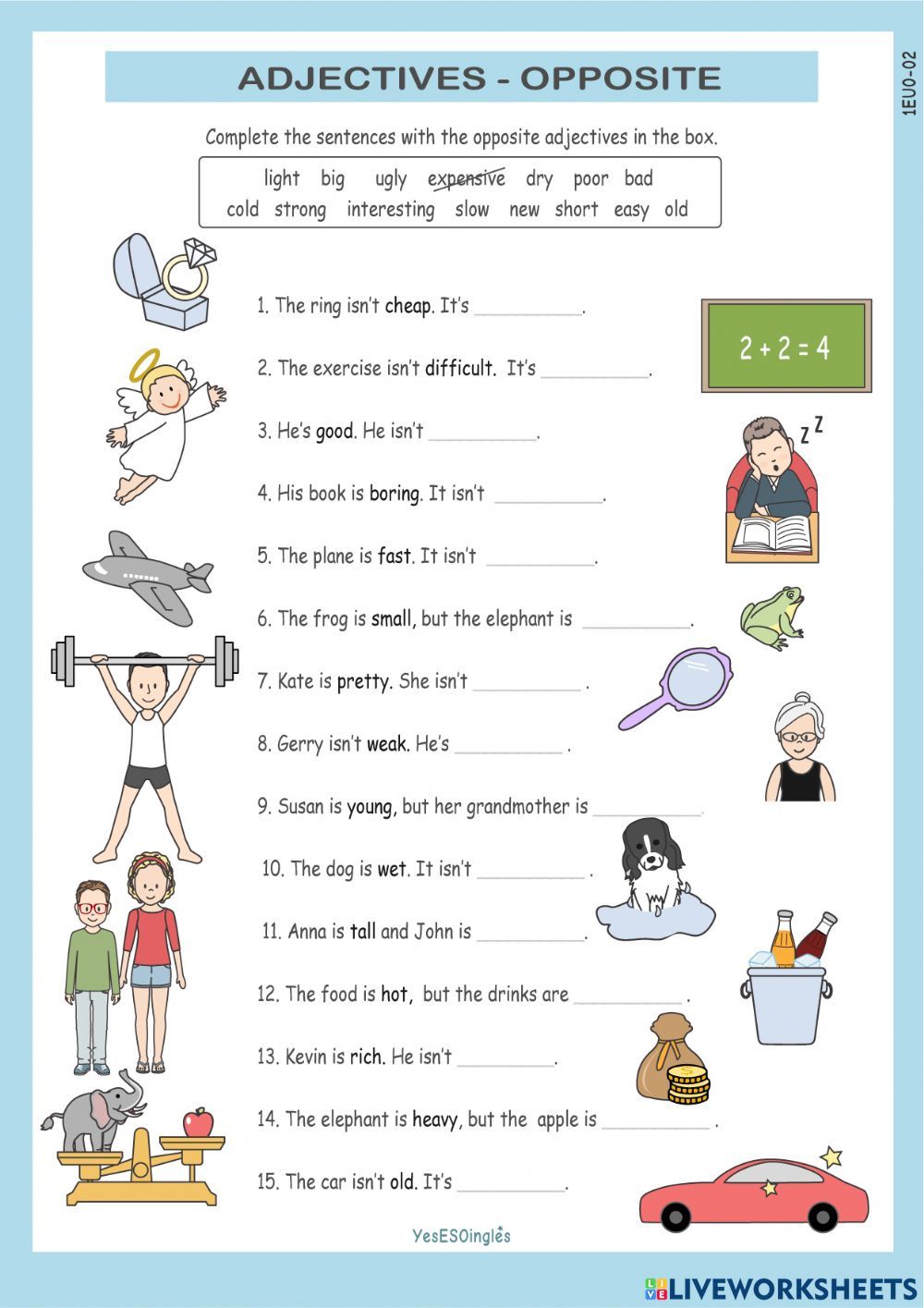 Adjectives 1 ESO starter unit 1EU0-02 worksheet