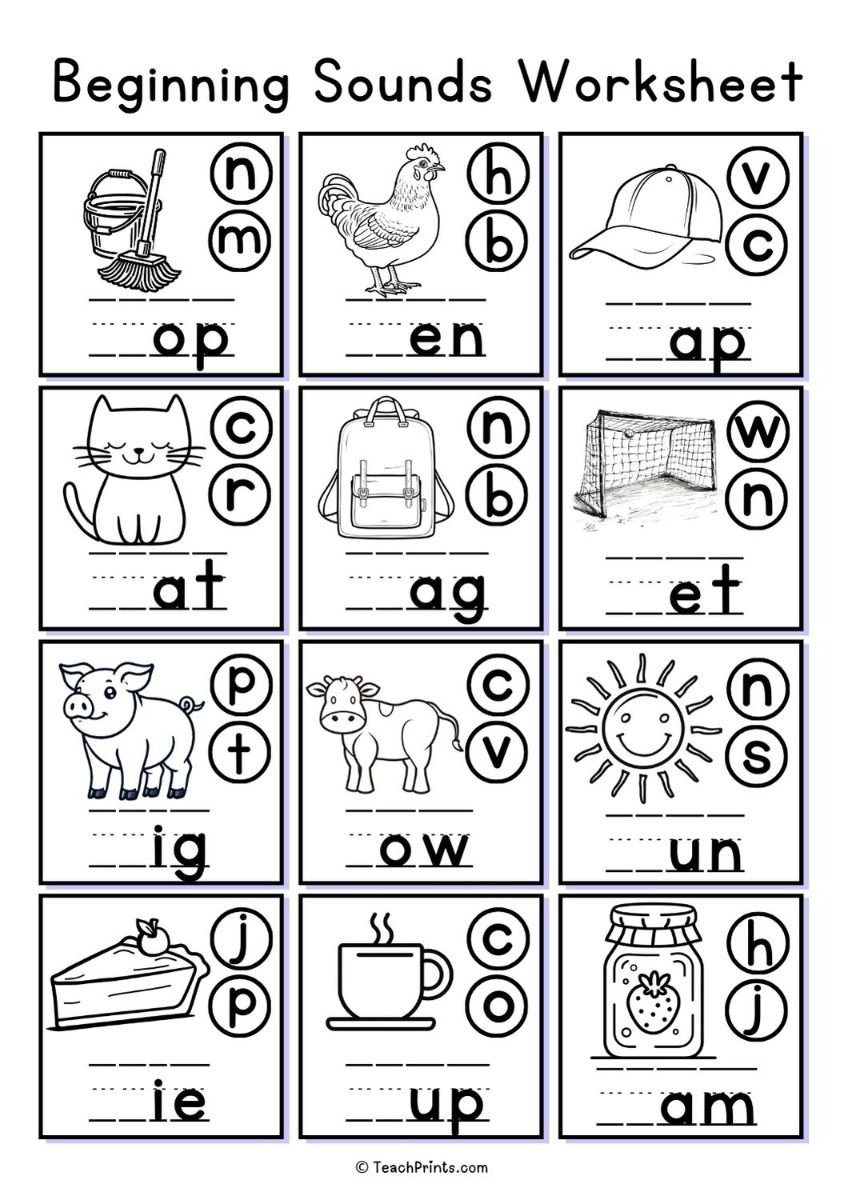 Beginning Sounds Worksheets - Free to Print