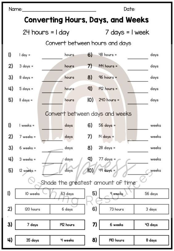 Converting Between Units of Time (A) - Numeracy Worksheets