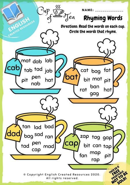 CVC Rhyming Words Activities - English Created Resources