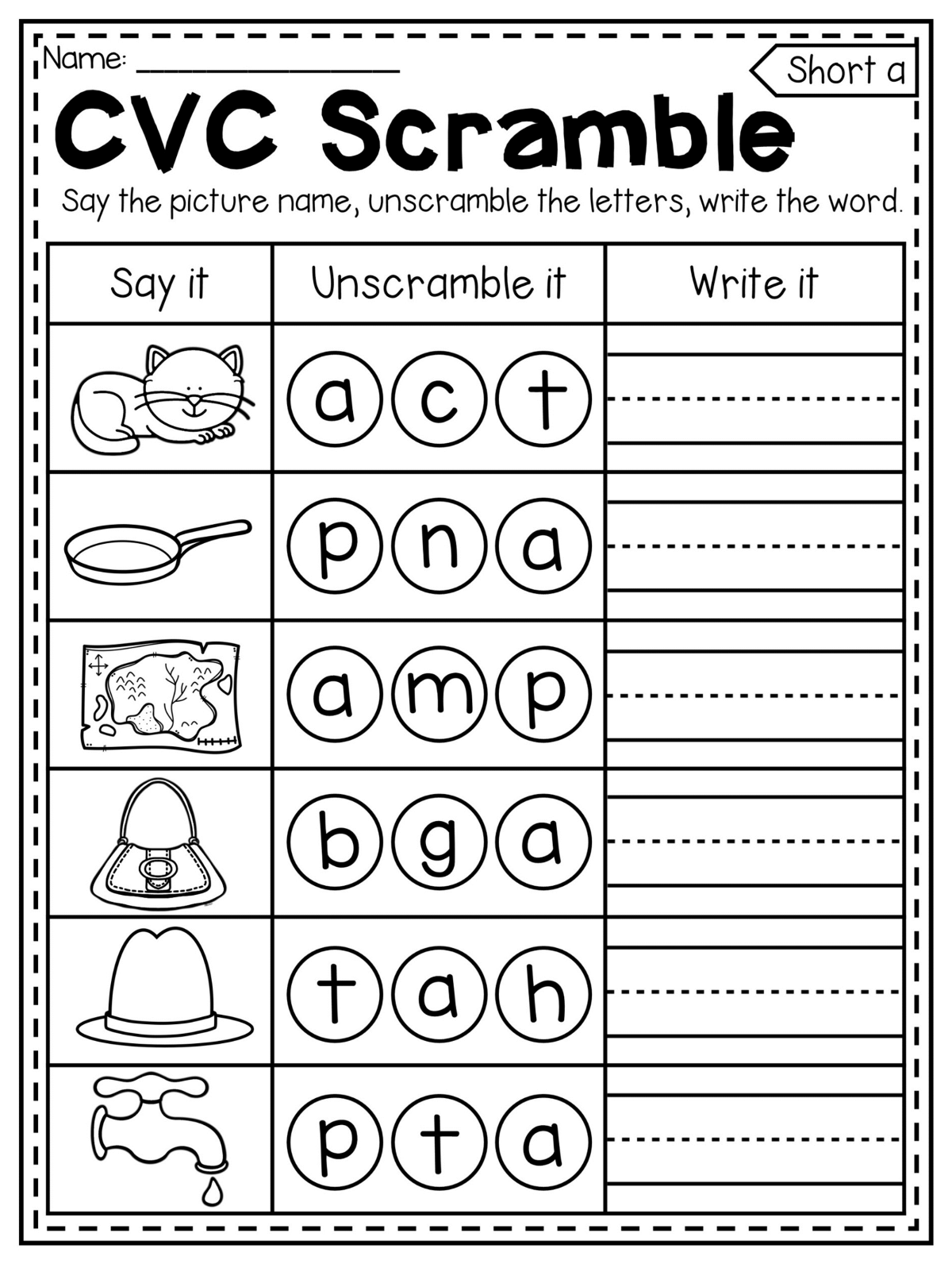 CVC Words Worksheets - Worksheet Hero