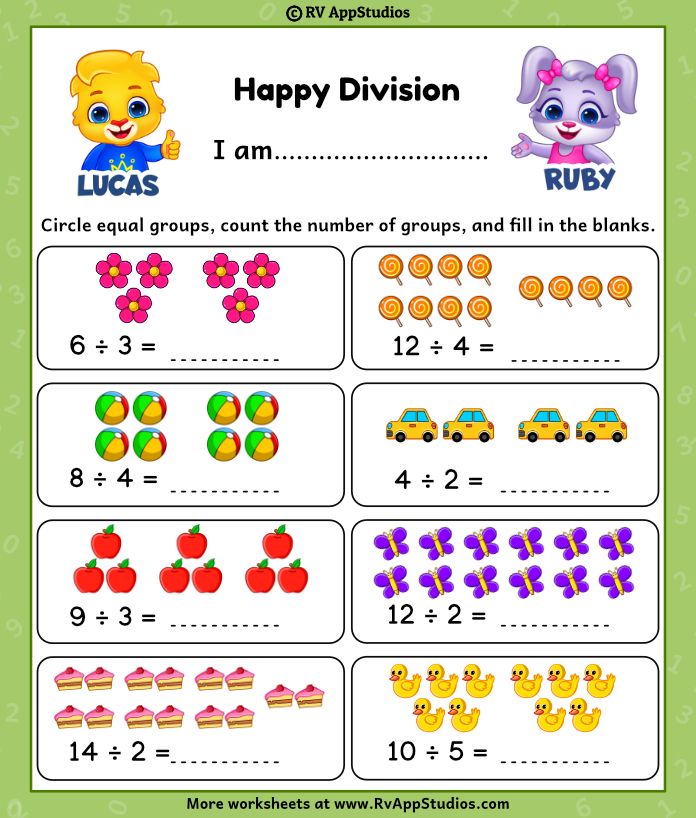 Division With Pictures Worksheets | Free and Printable