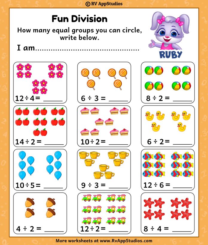 Division Worksheets for Kindergarten. Free Math Printables