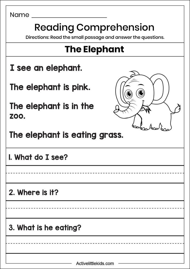 Elephant reading comprehension worksheet