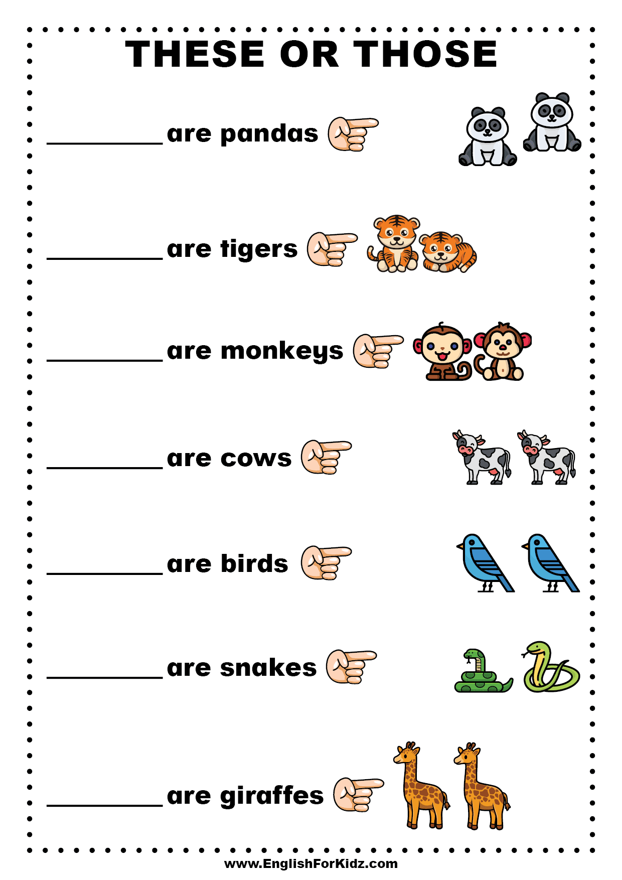 English worksheets for kindergarten