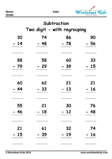 Free 2-Digit Subtraction Worksheets: Make Learning Fun