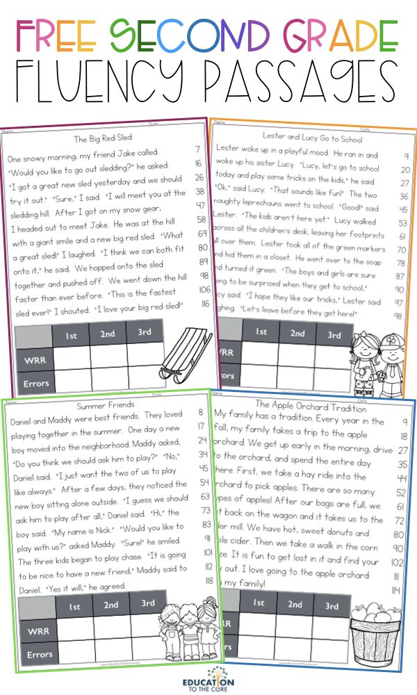 FREE 2nd Grade Fluency Passages