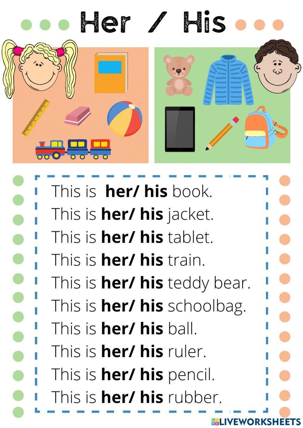 His Her online exercise for Grade 1-2