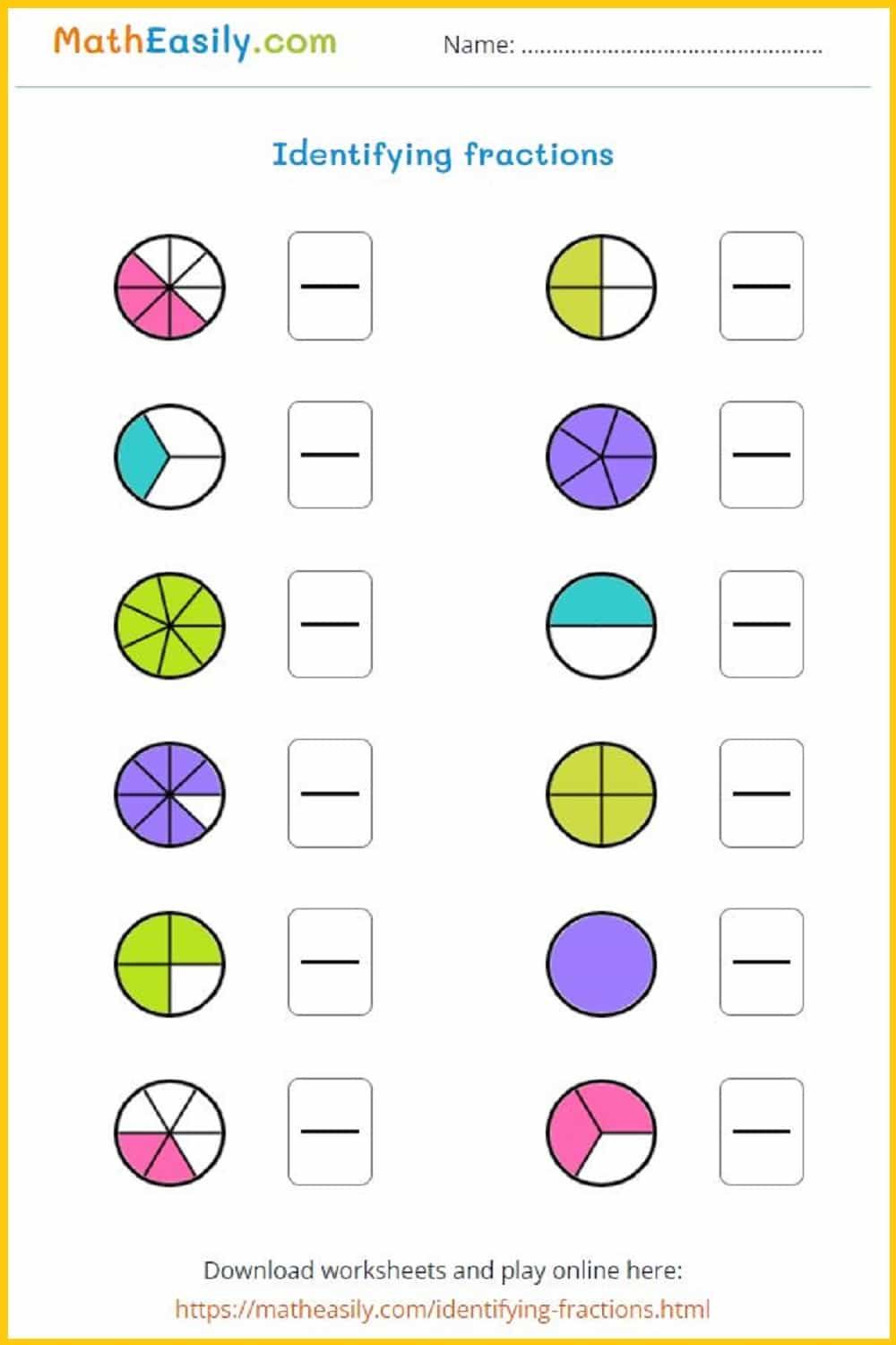 Identifying Fractions Games