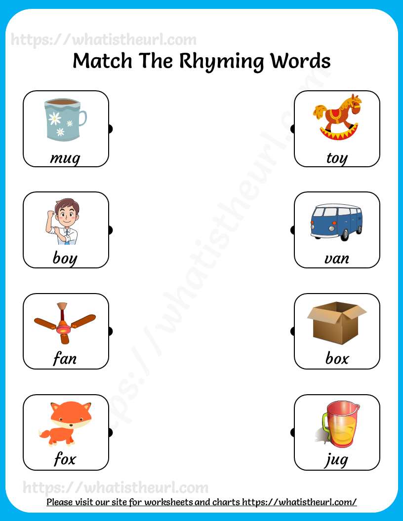 Match the Rhyming Words Worksheet for Grade 1