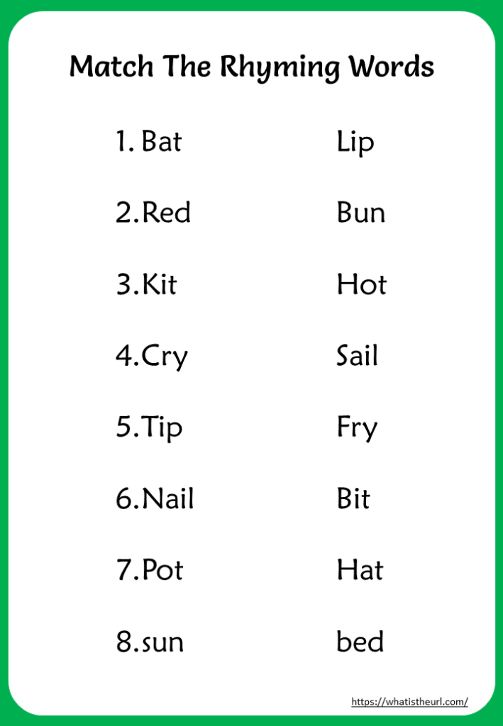 Match The Rhyming Words Worksheets - Your Home Teacher