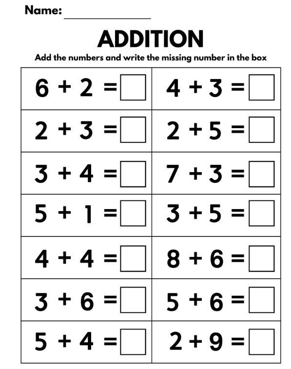 Maths Addition Worksheets