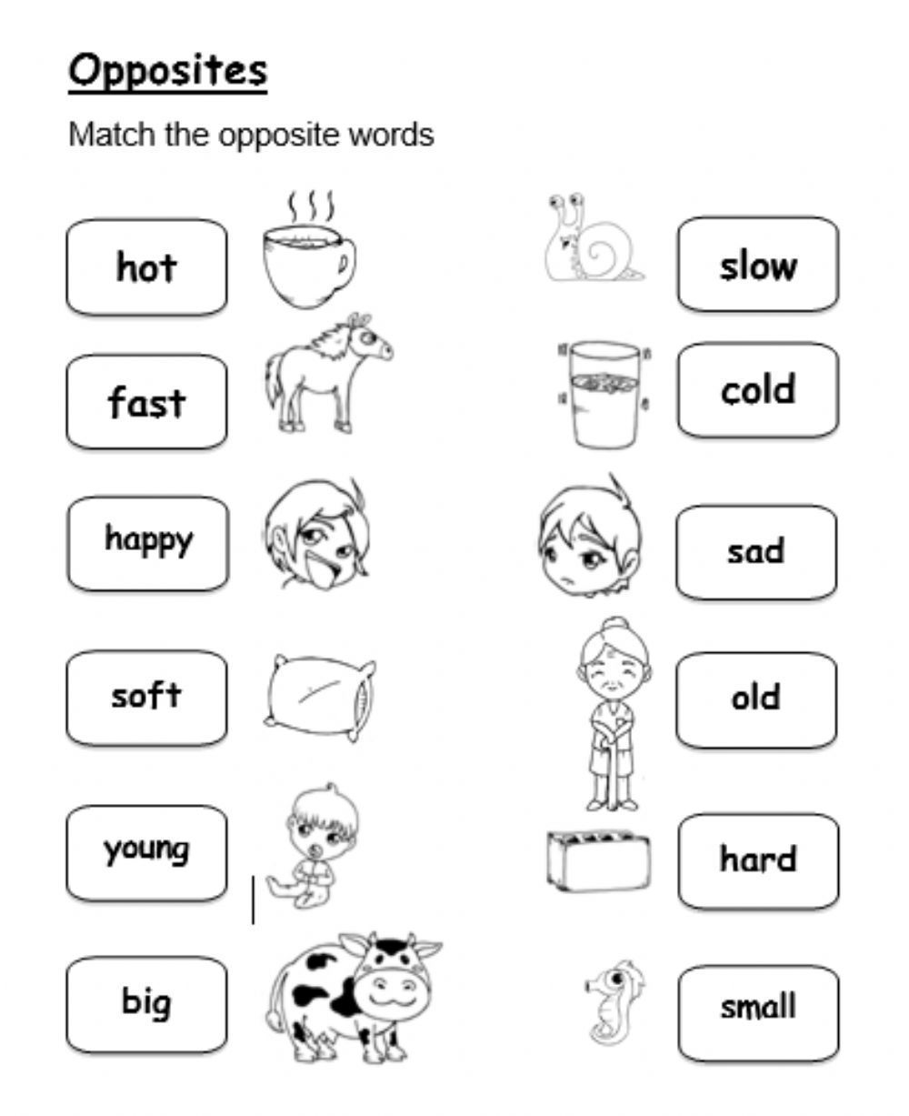 Opposites interactive exercise for grade 1