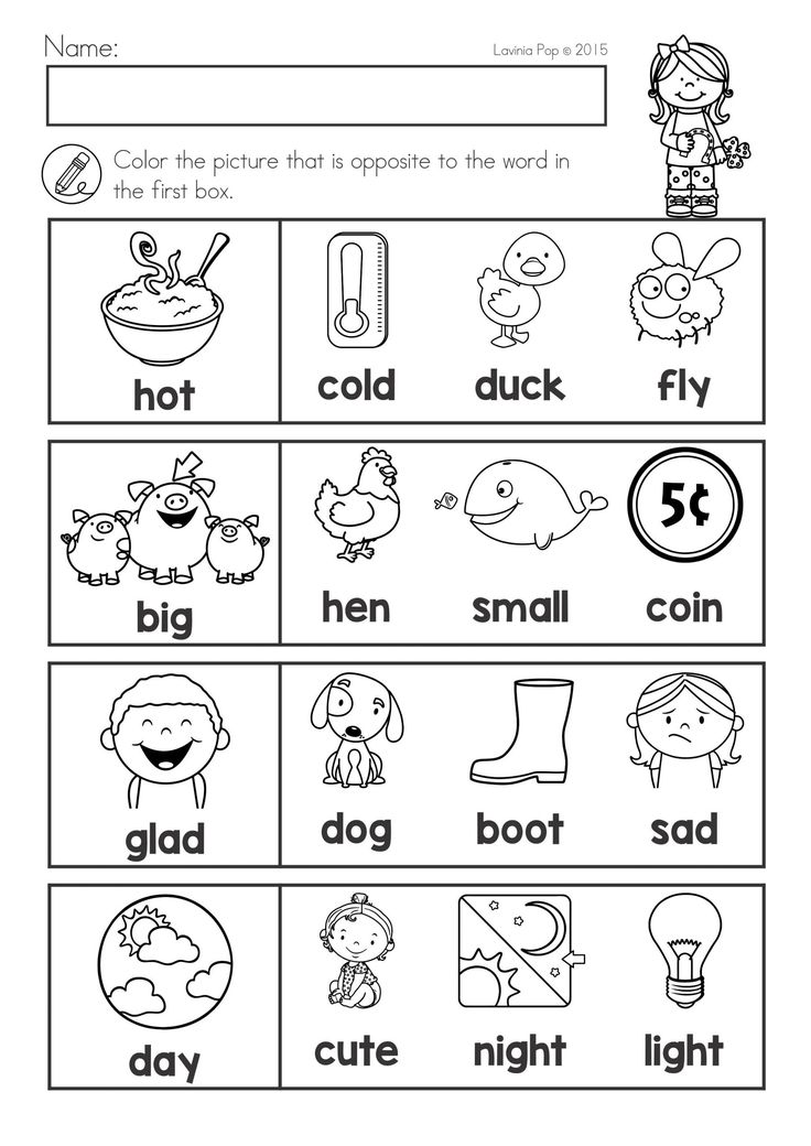 Opposites Worksheets For Kindergarten EE