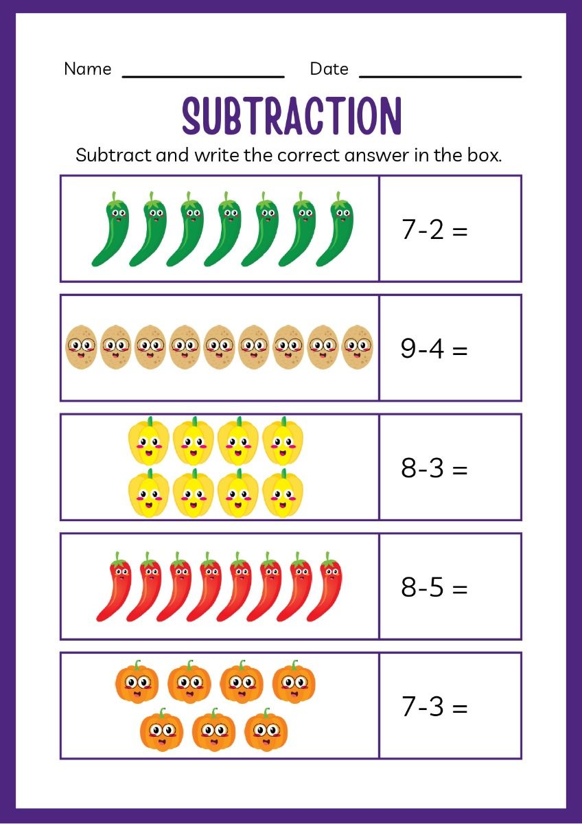 Printable Subtraction Worksheets for Grade 1-4