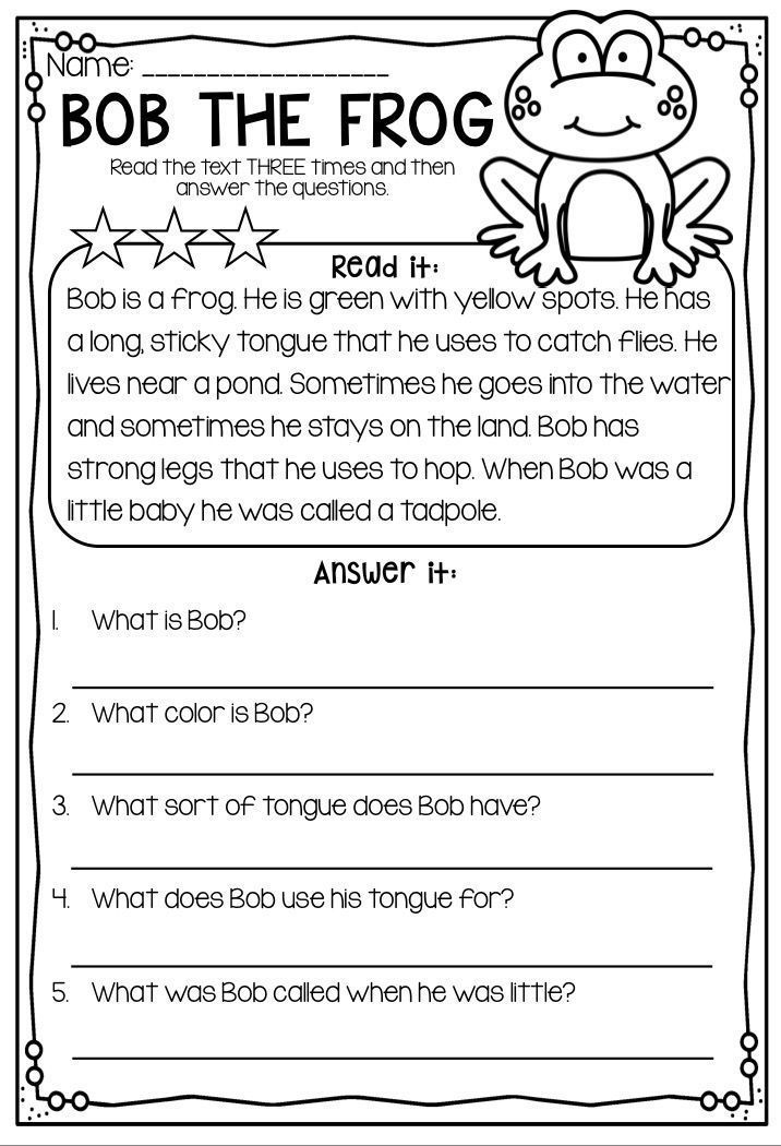 Reading Comprehension Passages - First Second Grade